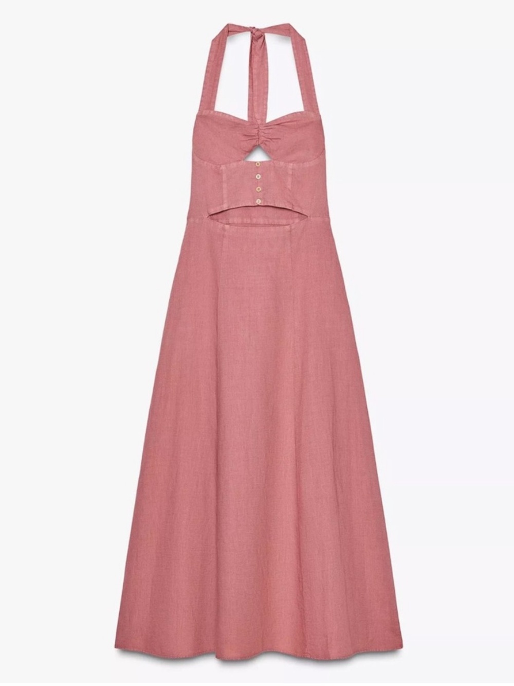 Zara Sz Small Marsala Ramie Halter Midi Dress • NWT! - Picture 8 of 13